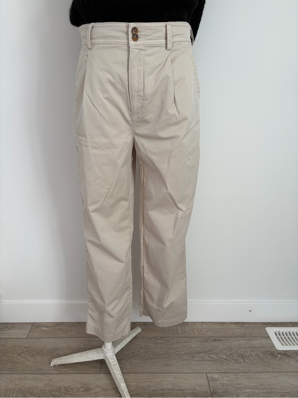 Everlane Pleated Straight-Leg Trousers in Light Beige